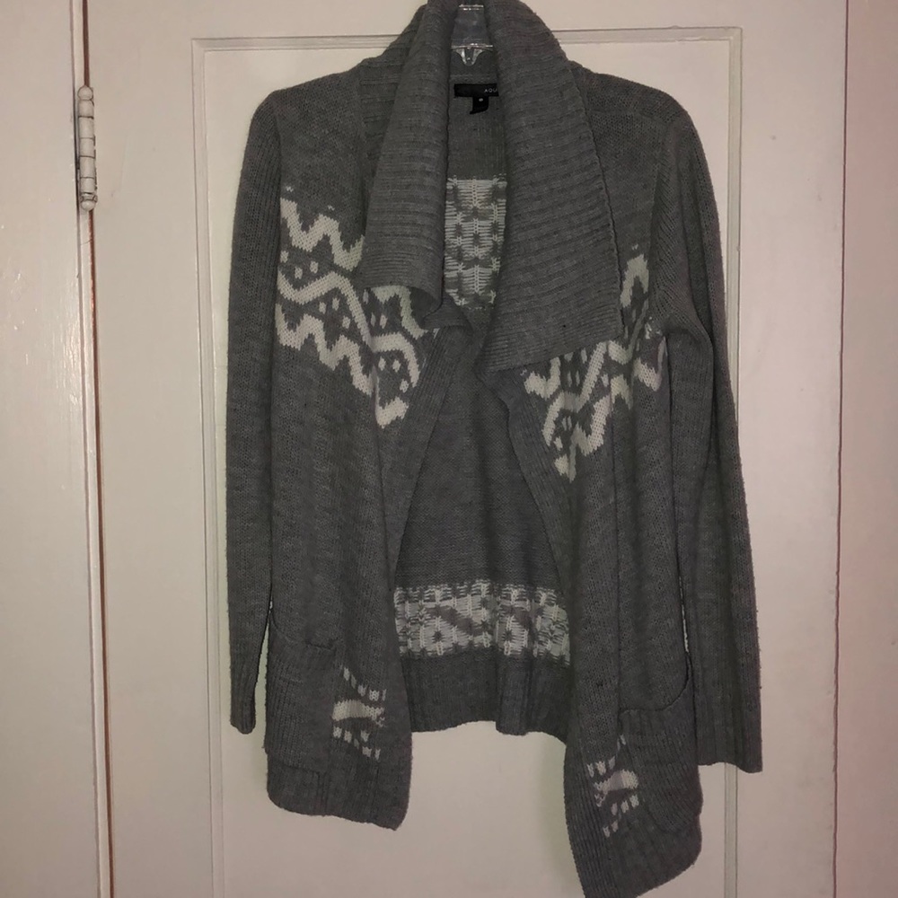 Knit Gray Aqua Cardigan